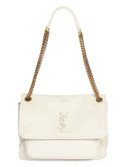 Saint Laurent Medium Niki Leather Shoulder Bag Crema Soft