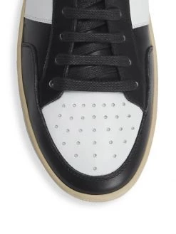 Saint Laurent Court Classic Leather High-Top Sneakers For Men Black White -Saint Laurent Sales Store unnamed file 3729