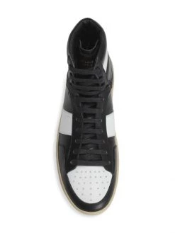 Saint Laurent Court Classic Leather High-Top Sneakers For Men Black White -Saint Laurent Sales Store unnamed file 3730
