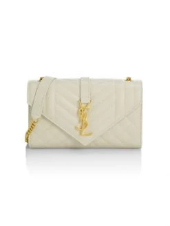 Saint Laurent Small Envelope Monogram Matelassé Leather Shoulder Bag Bianco Cream -Saint Laurent Sales Store unnamed file 3791