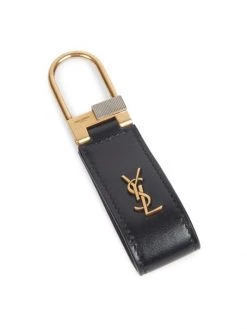 Saint Laurent Leather Monogram Keyring For Men