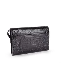 Saint Laurent Cassandra Croc-Embossed Patent Leather Wallet-On-Strap -Saint Laurent Sales Store unnamed file 3873