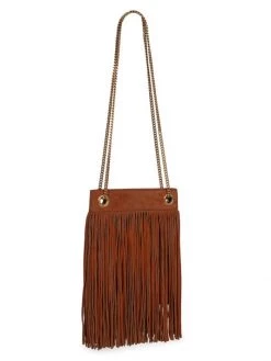 Saint Laurent Small Grace Fringe Leather Shoulder Bag Dusty Grey Dusty Grey -Saint Laurent Sales Store unnamed file 3889