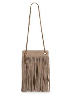 Saint Laurent Small Grace Fringe Leather Shoulder Bag Dusty Grey Dusty Grey -Saint Laurent Sales Store unnamed file 3892