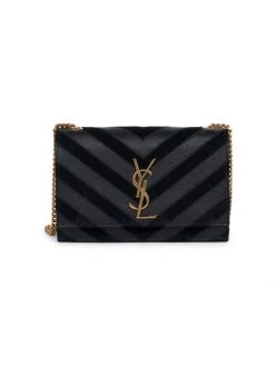 Saint Laurent Small Kate Chain Monogram Chevron Suede & Leather Shoulder Bag