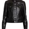Saint Laurent Leather Trucker Jacket -Saint Laurent Sales Store unnamed file 3941