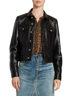 Saint Laurent Leather Trucker Jacket -Saint Laurent Sales Store unnamed file 3943