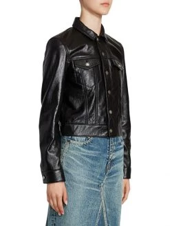 Saint Laurent Leather Trucker Jacket -Saint Laurent Sales Store unnamed file 3944