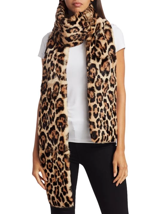 Saint Laurent Leopard-Print Rabbit Fur Scarf 3 Saint Laurent Leopard-Print Rabbit Fur Scarf