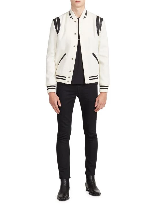 Saint Laurent Banded Teddy Varsity Jacket For Men Naturel 4 Saint Laurent Banded Teddy Varsity Jacket For Men Naturel - Image 2