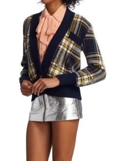 Saint Laurent Plaid Wool-Blend Cardigan -Saint Laurent Sales Store unnamed file 4009