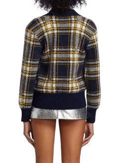Saint Laurent Plaid Wool-Blend Cardigan -Saint Laurent Sales Store unnamed file 4010