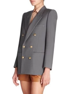 Saint Laurent Wool-Blend Double Breasted Jacket -Saint Laurent Sales Store unnamed file 4016
