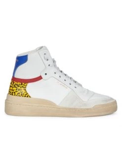 Saint Laurent SL24 High-Top Colorblock Canvas Sneakers