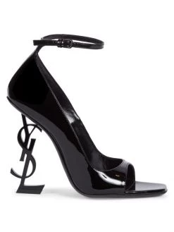 Saint Laurent Opyum Open-Toe Patent Leather Pumps