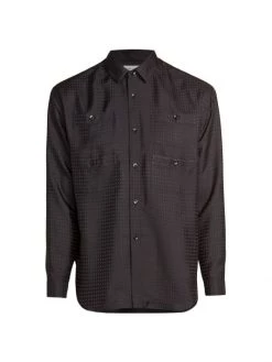 Saint Laurent Silk Jacquard Button-Up Shirt For Men