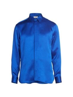 Saint Laurent Faille Plumetis Classic Collared Shirt For Men