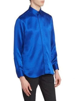 Saint Laurent Faille Plumetis Classic Collared Shirt For Men -Saint Laurent Sales Store unnamed file 432