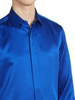 Saint Laurent Faille Plumetis Classic Collared Shirt For Men -Saint Laurent Sales Store unnamed file 434