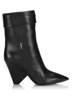 Saint Laurent Liz 85MM Leather Mid-Calf Boots