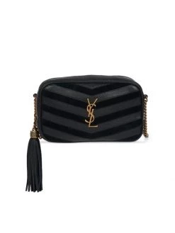 Saint Laurent Mini Lou Chain Chevron Leather & Suede Bag