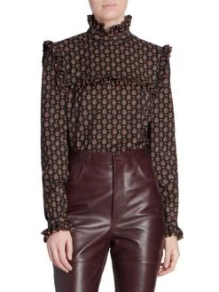 Saint Laurent Printed Highneck Blouse -Saint Laurent Sales Store unnamed file 526