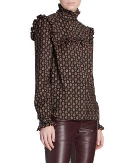 Saint Laurent Printed Highneck Blouse -Saint Laurent Sales Store unnamed file 527