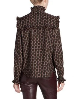 Saint Laurent Printed Highneck Blouse -Saint Laurent Sales Store unnamed file 528