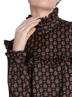 Saint Laurent Printed Highneck Blouse -Saint Laurent Sales Store unnamed file 529