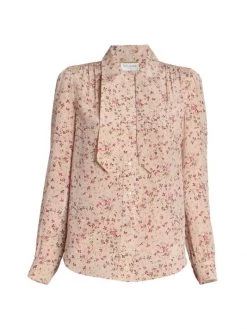 Saint Laurent Tieneck Floral-Print Blouse
