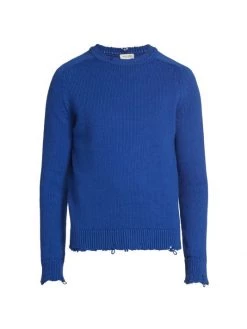 Saint Laurent Frayed Cotton Sweater For Men