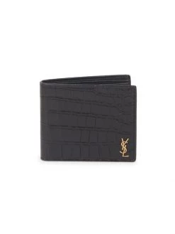 Saint Laurent Crocodile-Embossed Leather Wallet