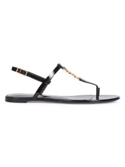 Saint Laurent Cassandra Patent Leather Slingback Thong Sandals