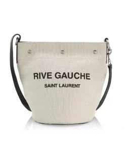 Saint Laurent Rive Gauche Linen & Leather Bucket Bag