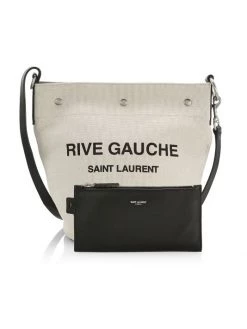 Saint Laurent Rive Gauche Linen & Leather Bucket Bag -Saint Laurent Sales Store unnamed file 596
