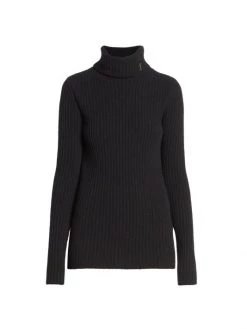 Saint Laurent Ribbed Virgin Wool Turtleneck Noir