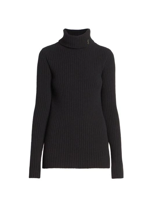 Saint Laurent Ribbed Virgin Wool Turtleneck Noir 3 Saint Laurent Ribbed Virgin Wool Turtleneck Noir