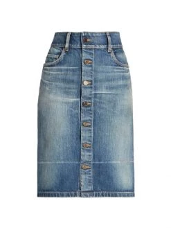 Saint Laurent 90s High-Rise Denim Pencil Skirt