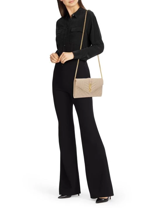 Saint Laurent Envelope Monogram Matelassé Leather Wallet-On-Chain Khaki 4 Saint Laurent Envelope Monogram Matelassé Leather Wallet-On-Chain Khaki - Image 2