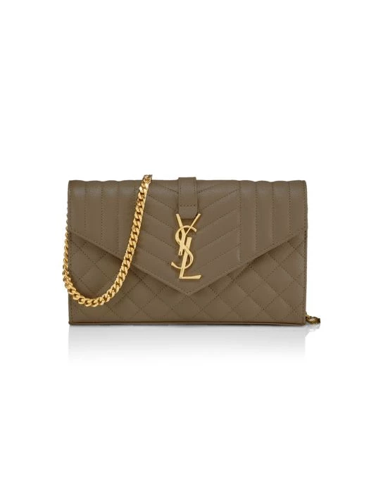 Saint Laurent Envelope Monogram Matelassé Leather Wallet-On-Chain Khaki 7 Saint Laurent Envelope Monogram Matelassé Leather Wallet-On-Chain Khaki - Image 5