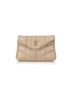 Saint Laurent Small Puffy Quilted Leather Clutch Black