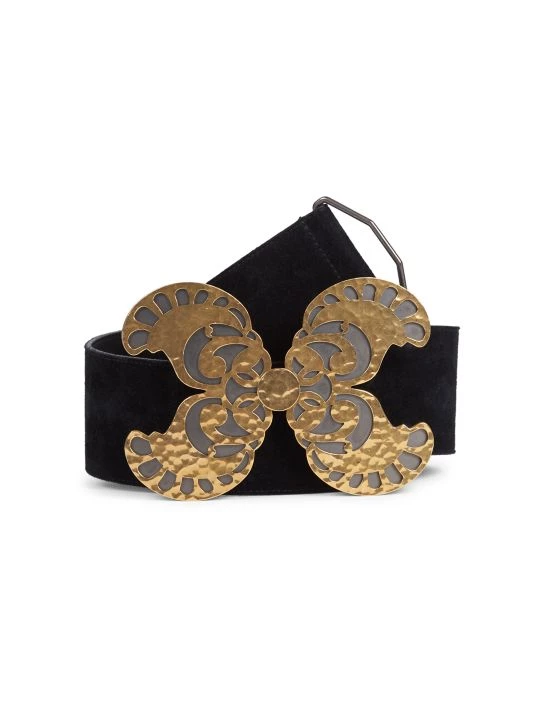 Saint Laurent Butterfly Buckle Suede Belt 3 Saint Laurent Butterfly Buckle Suede Belt