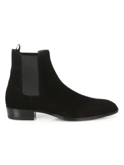 Saint Laurent Wyatt Suede Chelsea Boots For Men Nero