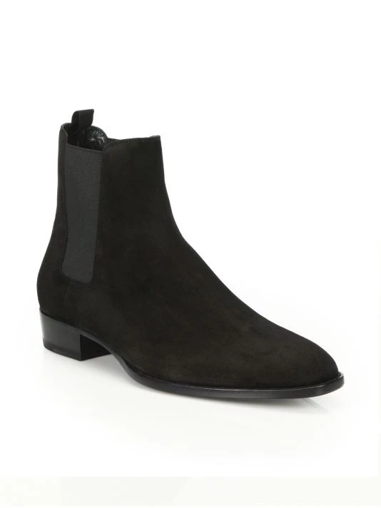 Saint Laurent Wyatt Suede Chelsea Boots For Men Nero 4 Saint Laurent Wyatt Suede Chelsea Boots For Men Nero - Image 2