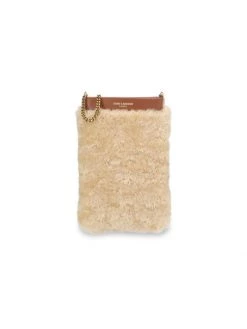 Saint Laurent Mini Pac Pac Shearling Pouch-On-Chain Natural Beige Brick -Saint Laurent Sales Store unnamed file 734