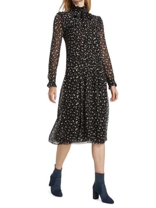 Saint Laurent Ruffle Neck Floral Dress 4 Saint Laurent Ruffle Neck Floral Dress - Image 2