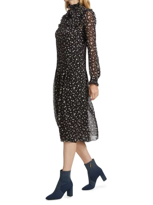 Saint Laurent Ruffle Neck Floral Dress 6 Saint Laurent Ruffle Neck Floral Dress - Image 4