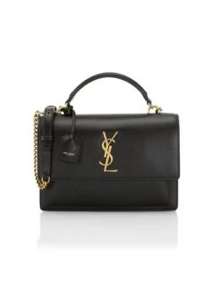 Saint Laurent Medium Sunset Leather Top Handle Bag Vert Fonce