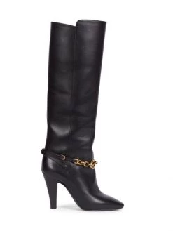 Saint Laurent Le Maillon Knee-High Leather Boots