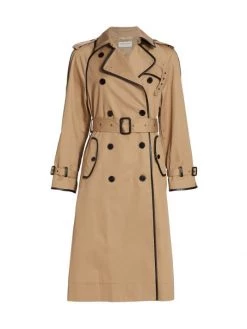Saint Laurent Leather Trim Trench Coat